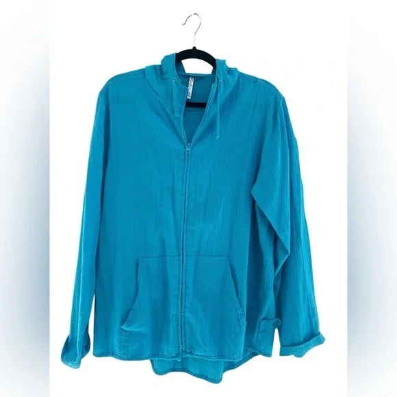 Lulu-B Turquoise Zip-Up Hoodie - Picture 6 of 6